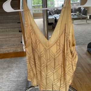 Yellow Free People Beaded Top